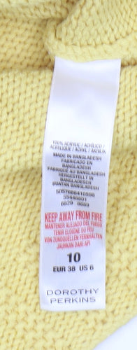 Dorothy Perkins Women's Yellow Cable-Knit Jumper Size 10