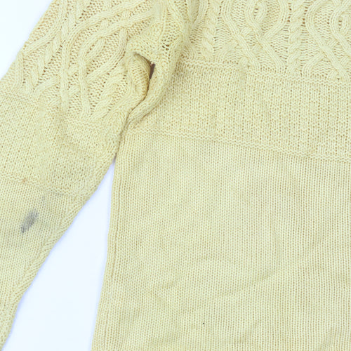 Dorothy Perkins Women's Yellow Cable-Knit Jumper Size 10