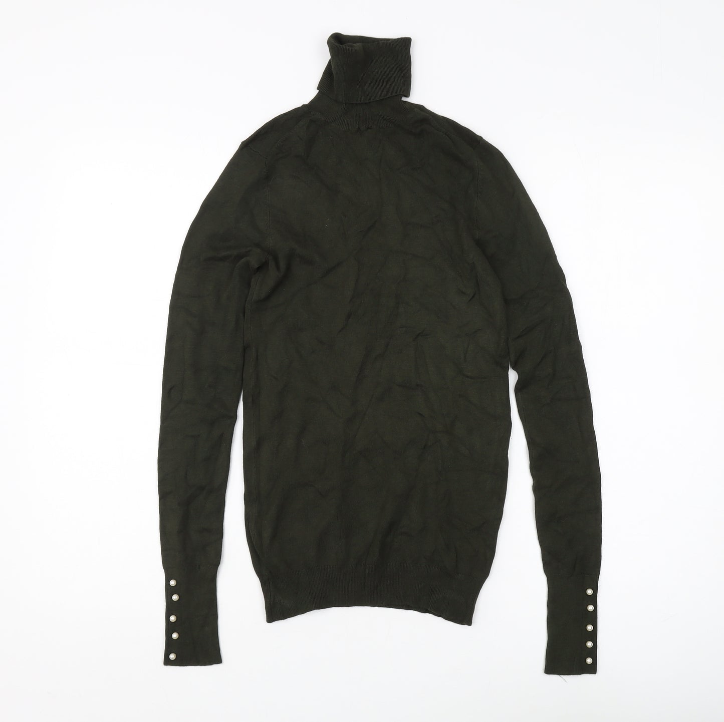 Zara Women's Green Roll Neck Pullover Jumper Size S