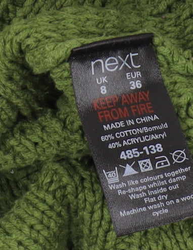 Next Women's Green Cardigan, Size 8, Cable-Knit