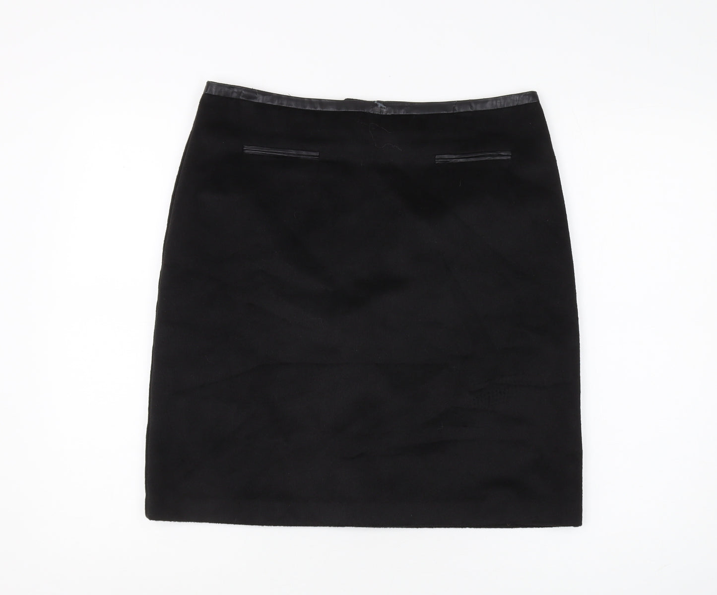 Marks & Spencer Black Pencil Skirt, Size 12, Wool Blend