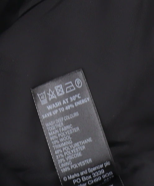 Marks & Spencer Black Pencil Skirt, Size 12, Wool Blend