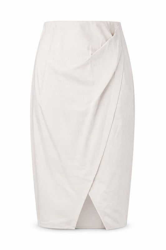Front view of Rachel Zoe Women's Ivory Midi Wrap Skirt in M Size