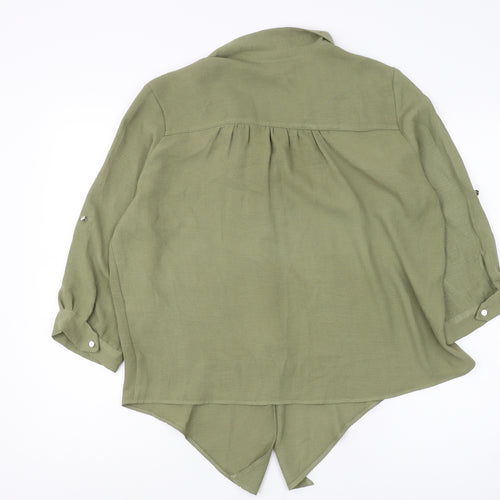 Wallis Women's Green Button-Up Top Size 14 Petite