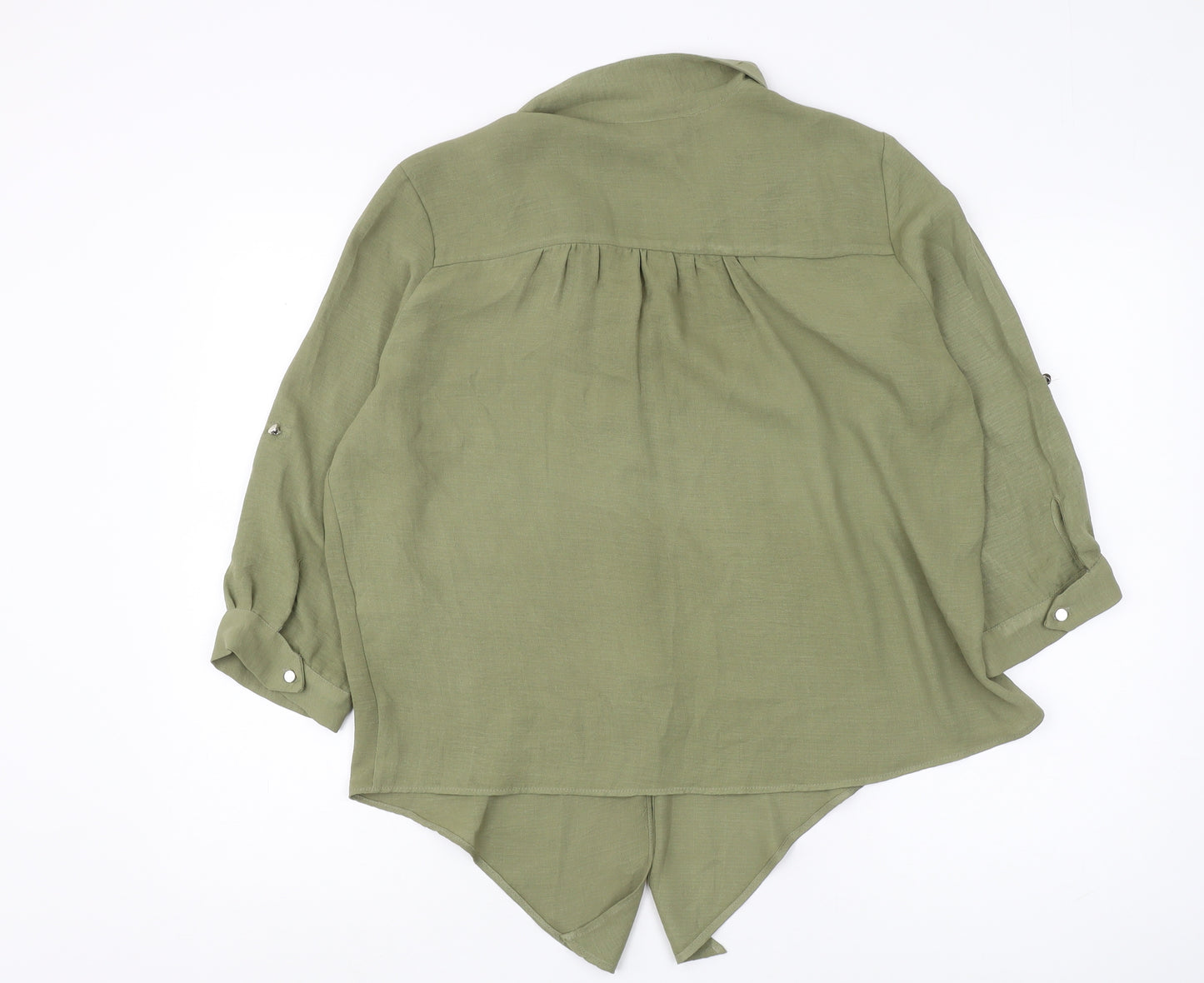 Wallis Women's Green Button-Up Top Size 14 Petite