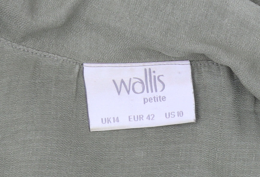 Wallis Women's Green Button-Up Top Size 14 Petite