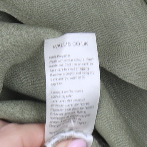 Wallis Women's Green Button-Up Top Size 14 Petite