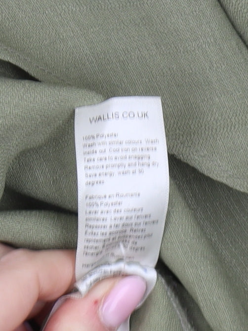 Wallis Women's Green Button-Up Top Size 14 Petite