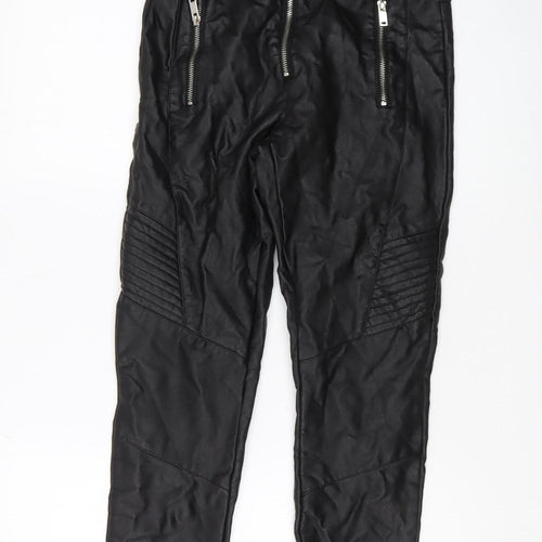 Topshop Women Black Faux Leather Skinny Trousers UK 10