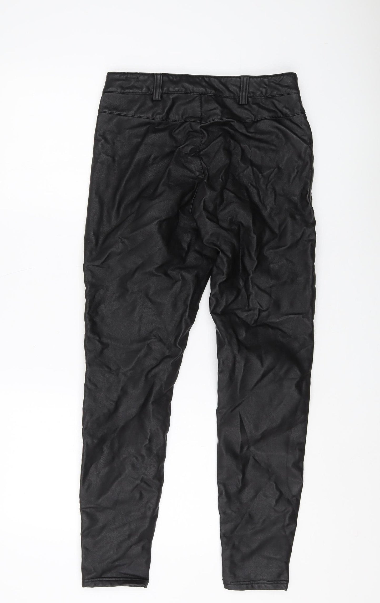 Topshop Women Black Faux Leather Skinny Trousers UK 10