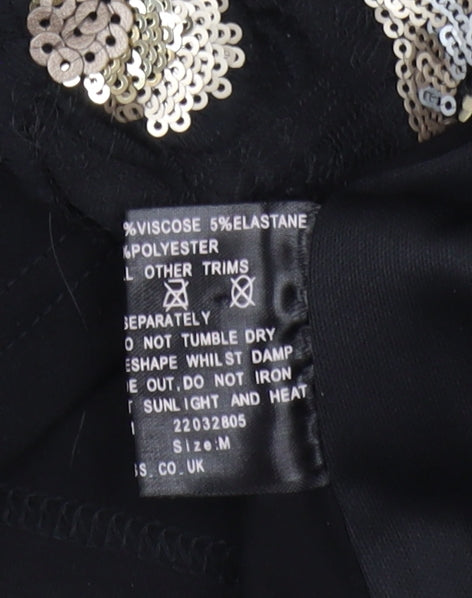 Klass Women's Black Sequin Tank, Size M, Party Top