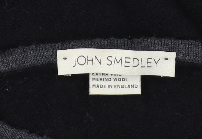 John Smedley Women's Black Merino Wool Pullover Jumper M
