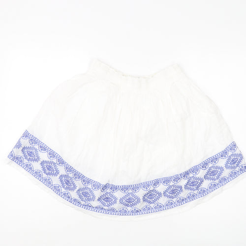H&M Women's White Embroidered Short Skirt - Size 12