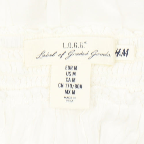 H&M Women's White Embroidered Short Skirt - Size 12