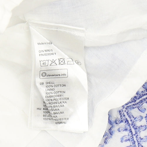 H&M Women's White Embroidered Short Skirt - Size 12