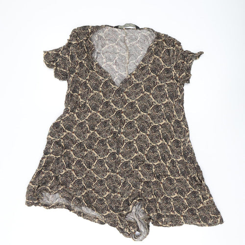 Zara Women's Brown Paisley Viscose Playsuit S