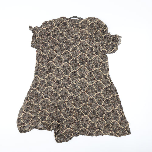 Zara Women's Brown Paisley Viscose Playsuit S