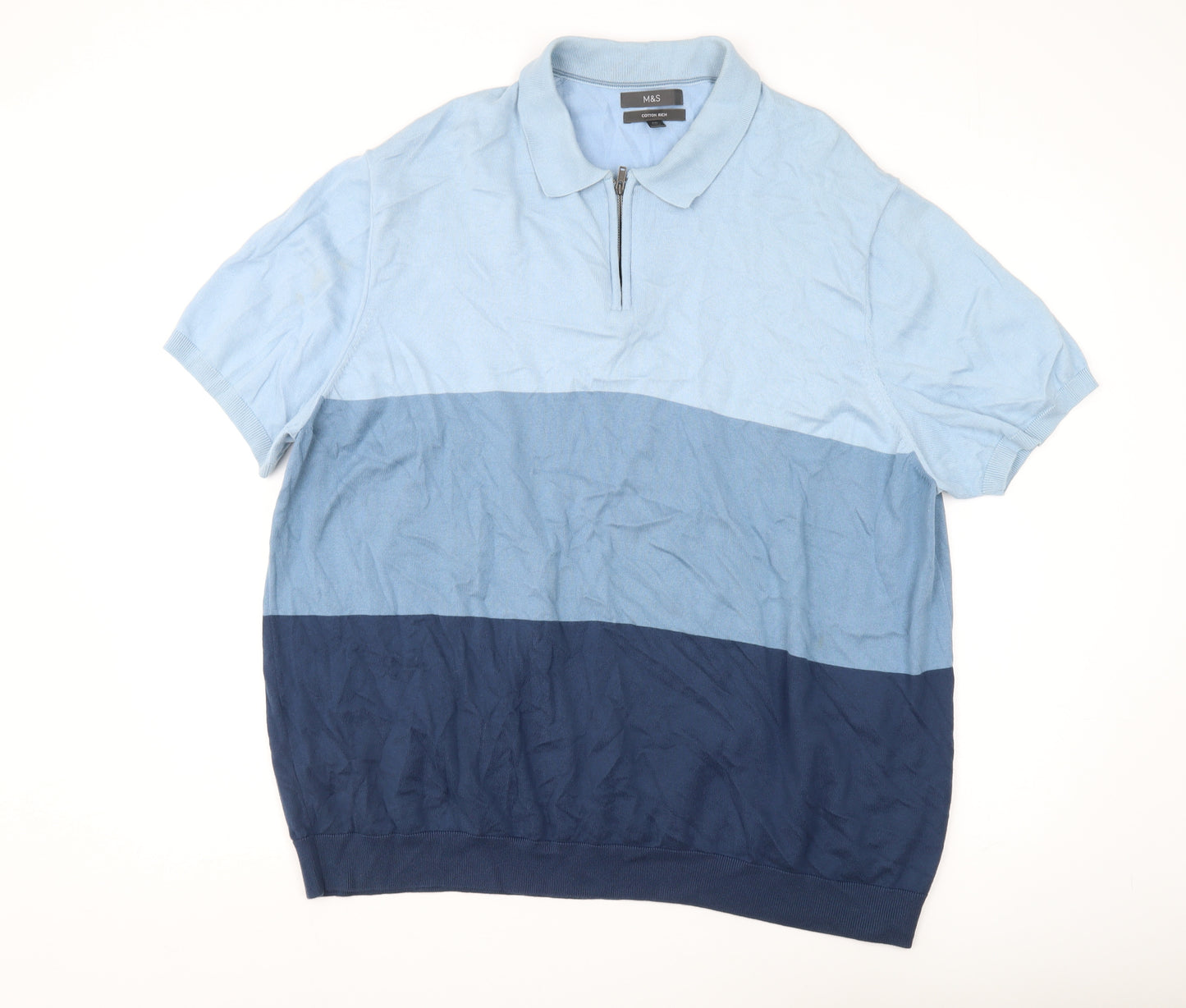 Marks and Spencer Men's Blue 3XL Cotton Polo