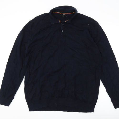 Next Men's Black 2XL Collared Pullover Jumper