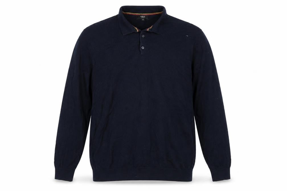 Next Men's Black 2XL Collared Pullover Jumper