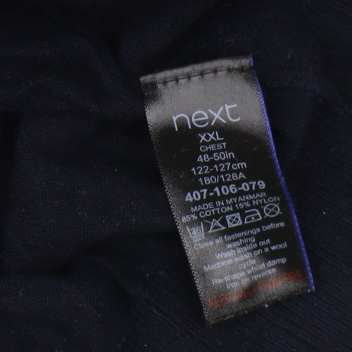 Next Men's Black 2XL Collared Pullover Jumper
