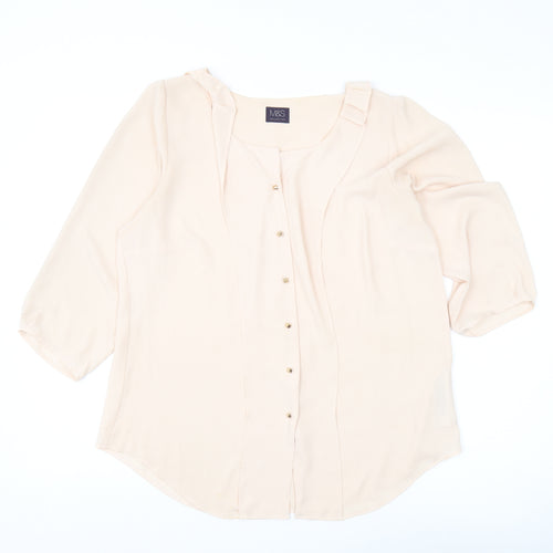 Marks and Spencer Women's Beige 3/4 Sleeve Blouse