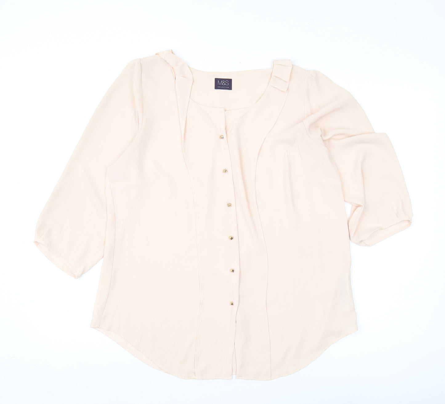Marks and Spencer Women's Beige 3/4 Sleeve Blouse