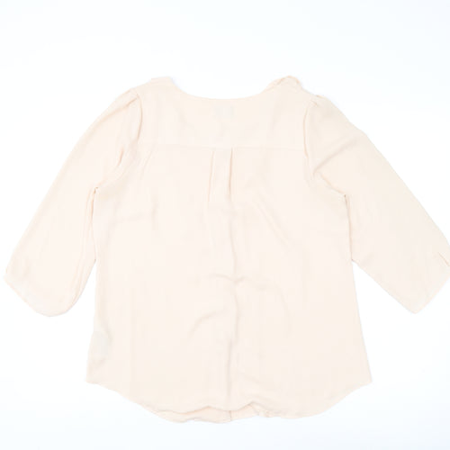 Marks and Spencer Women's Beige 3/4 Sleeve Blouse