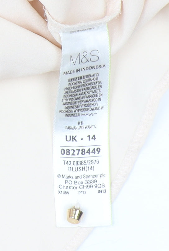 Marks and Spencer Women's Beige 3/4 Sleeve Blouse