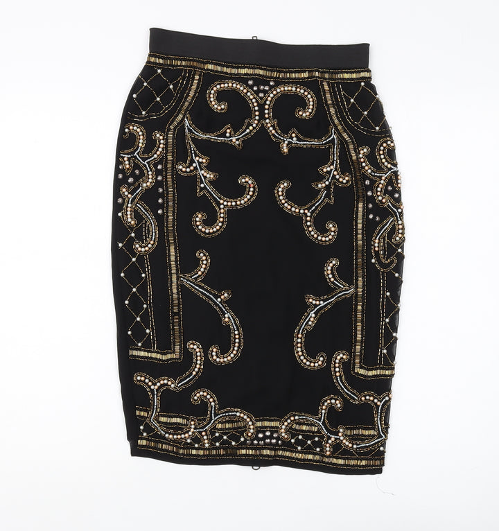 Miss Selfridge Black Beaded Women's Pencil Skirt Size 10