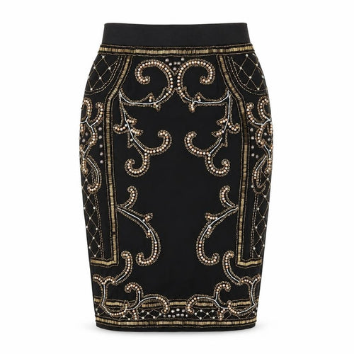 Miss Selfridge Black Beaded Women's Pencil Skirt Size 10
