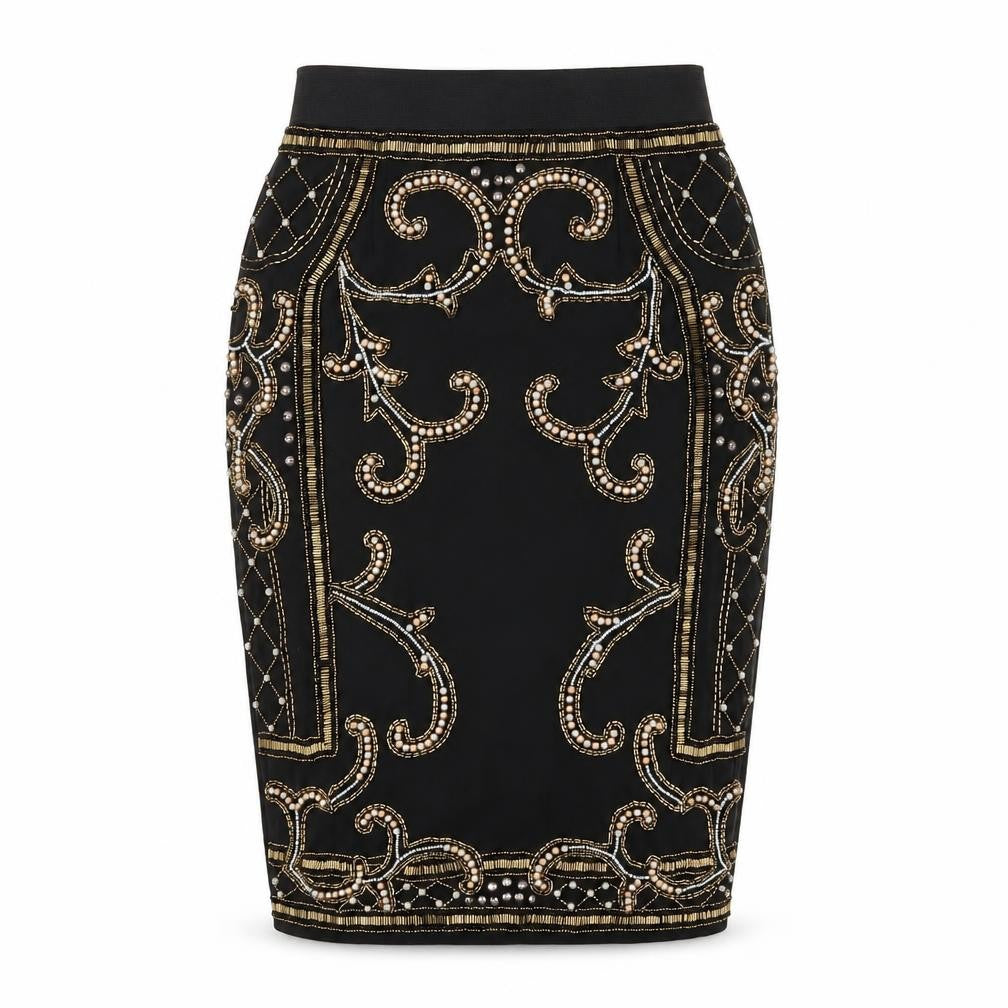 Miss Selfridge Black Beaded Women's Pencil Skirt Size 10