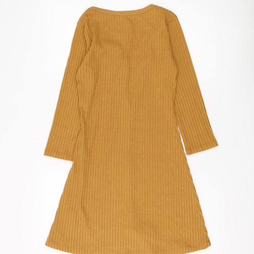 STR Women's Brown Knit V-Neck Shirt Dress M