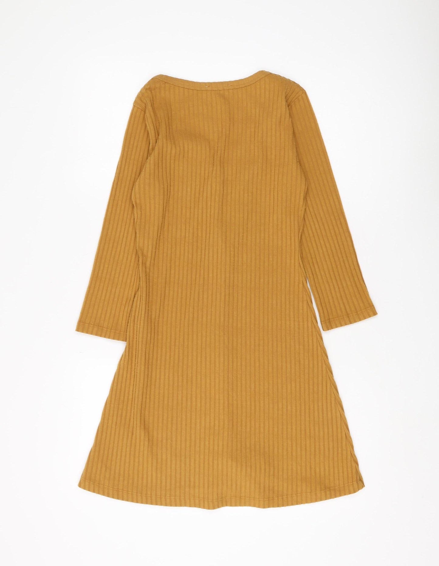 STR Women's Brown Knit V-Neck Shirt Dress M