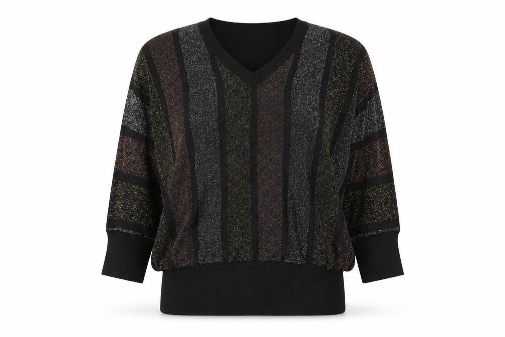 Front view of M&Co Women's Multicolour Striped jumper, size 14