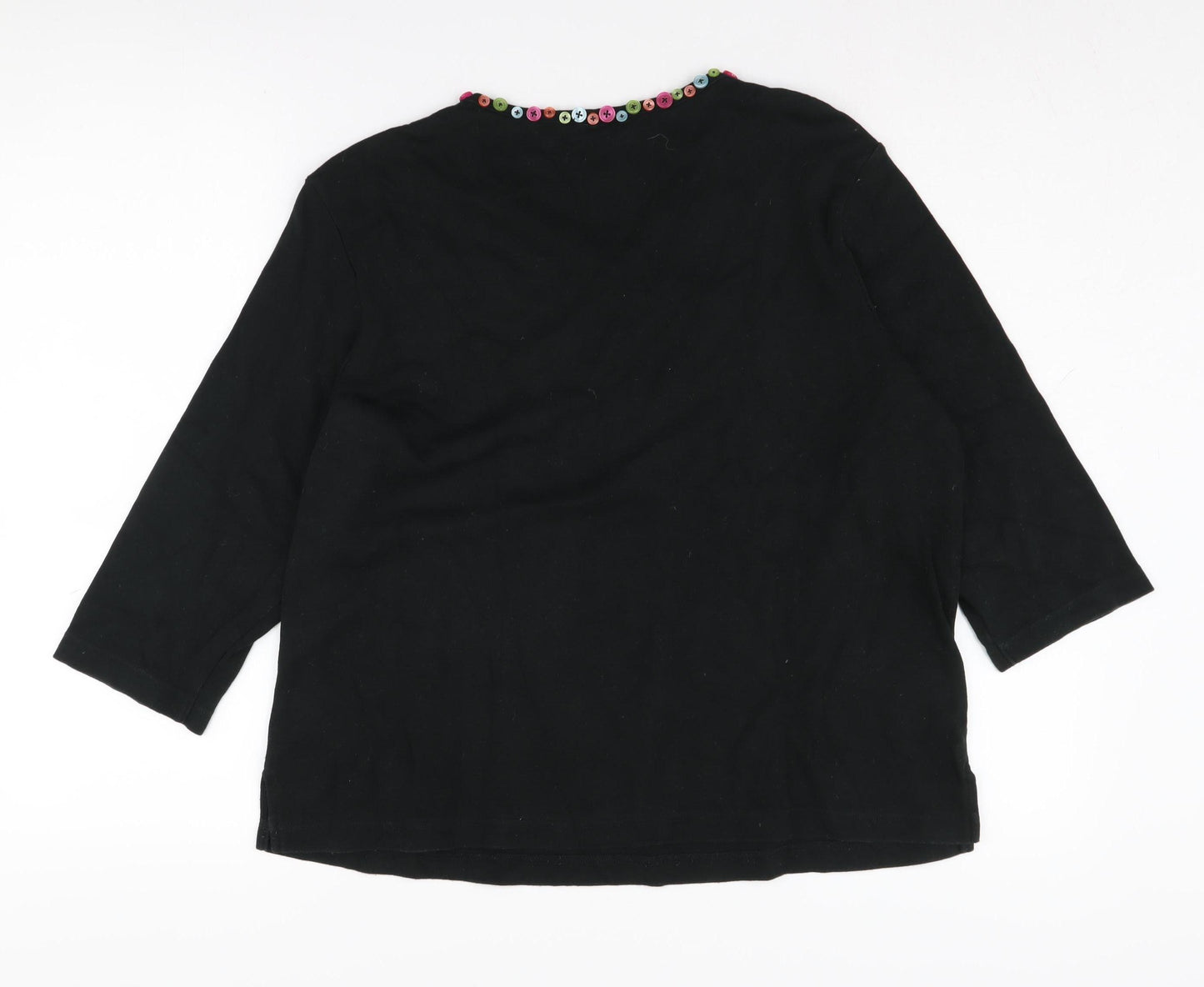 Quacker Factory Women's Black V-Neck T-Shirt L