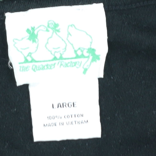 Quacker Factory Women's Black V-Neck T-Shirt L