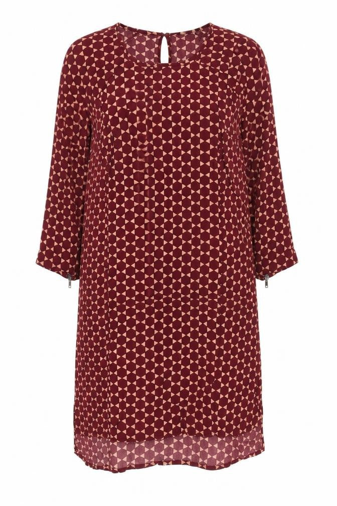 Front view of Ellos Women's Red Geometric Shift Dress, size 10