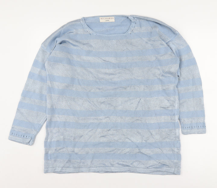 Richards Women's Blue Striped Pullover Jumper L