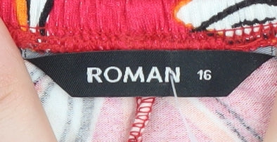 Roman Women's Red Floral Off the Shoulder Blouse