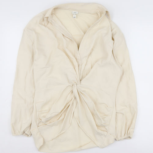 River Island Women's Beige Wrap Blouse Size 8