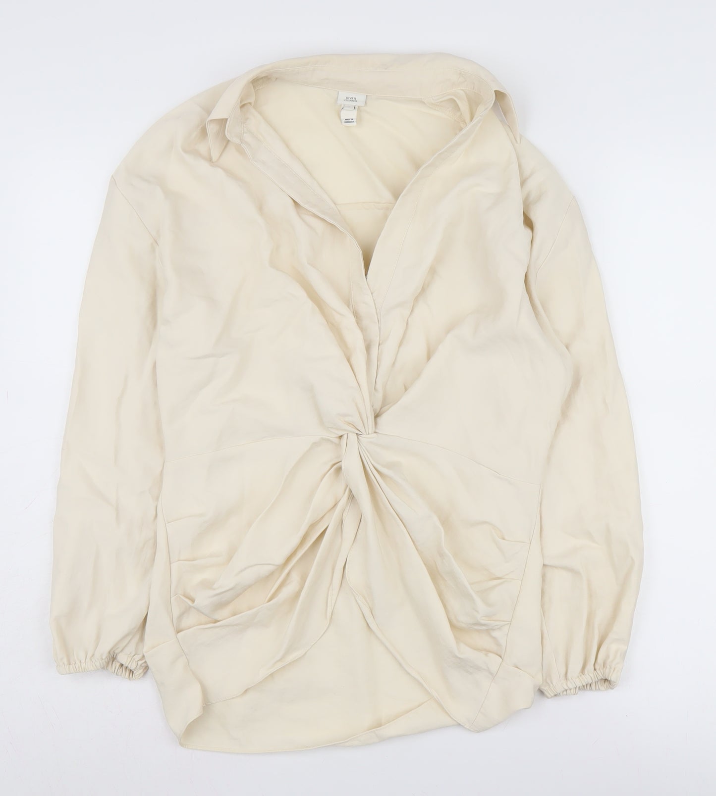 River Island Women's Beige Wrap Blouse Size 8