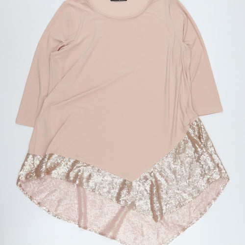 Just Be You Beige Sequin Tunic Blouse M Women