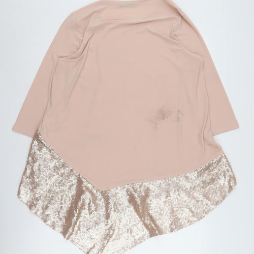 Just Be You Beige Sequin Tunic Blouse M Women