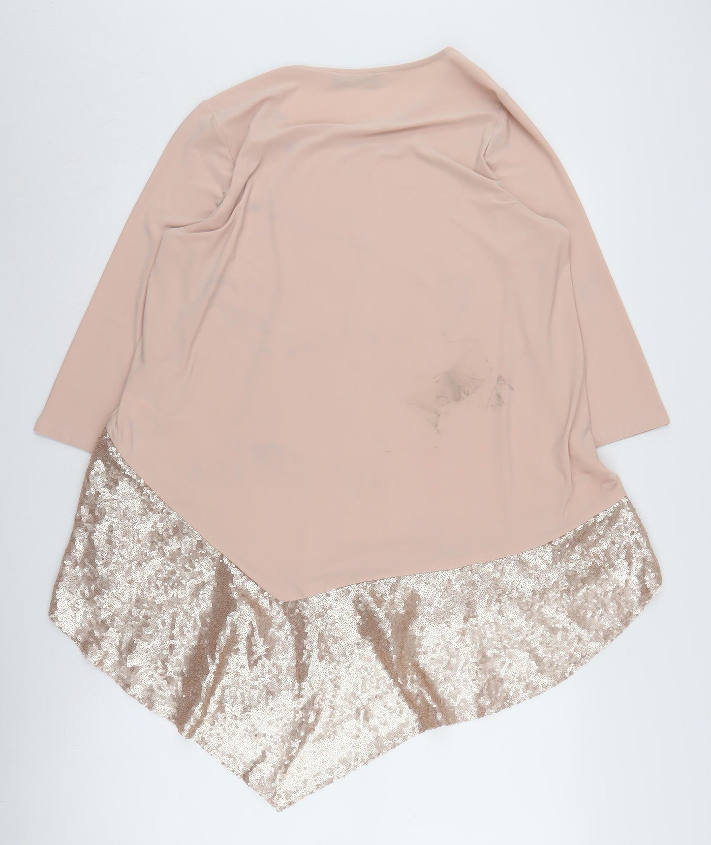 Just Be You Beige Sequin Tunic Blouse M Women