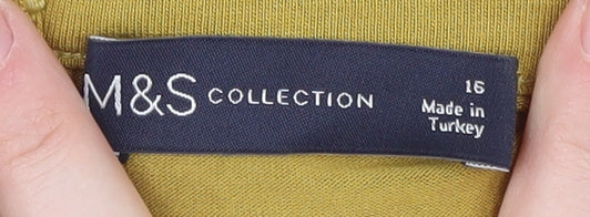 Marks and Spencer Yellow Lace Short Sleeve Blouse, Size 16