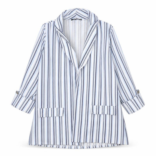 Front view of Quiz Women's Multicoloured Striped Blazer, size 12