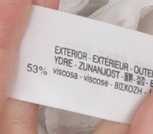 Bershka Women’s White Cropped Puff Sleeve Top - S