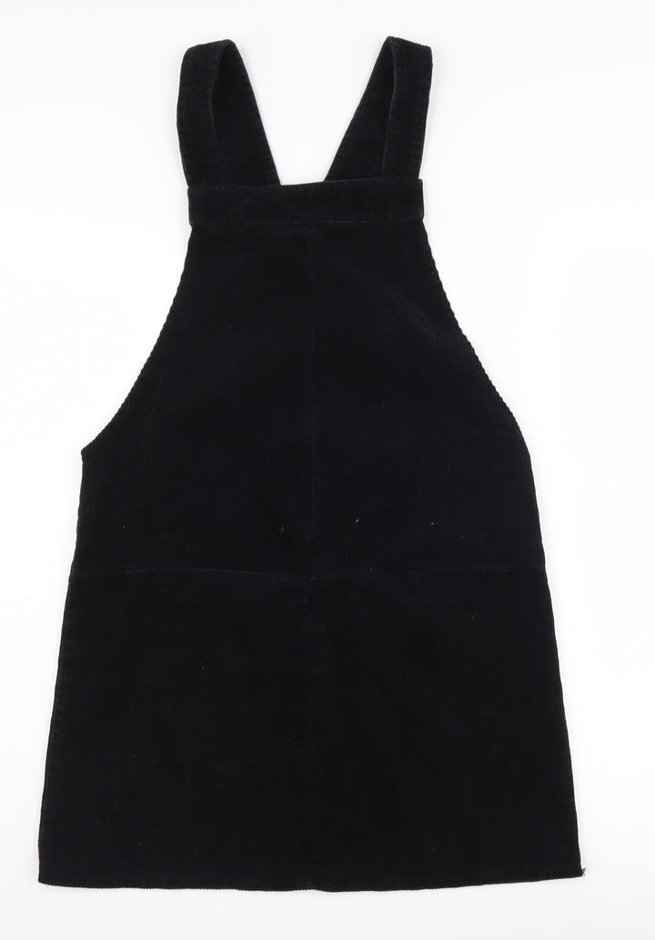 New Look Women's Black Corduroy Pinafore Dress Size 8