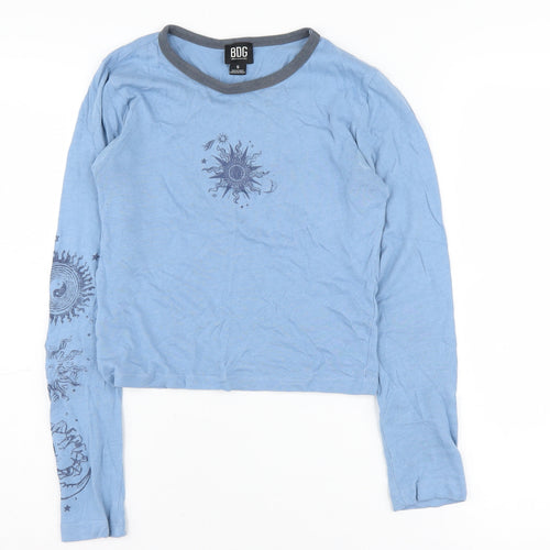 Urban Outfitters Women's Blue Cropped Long Sleeve T-Shirt